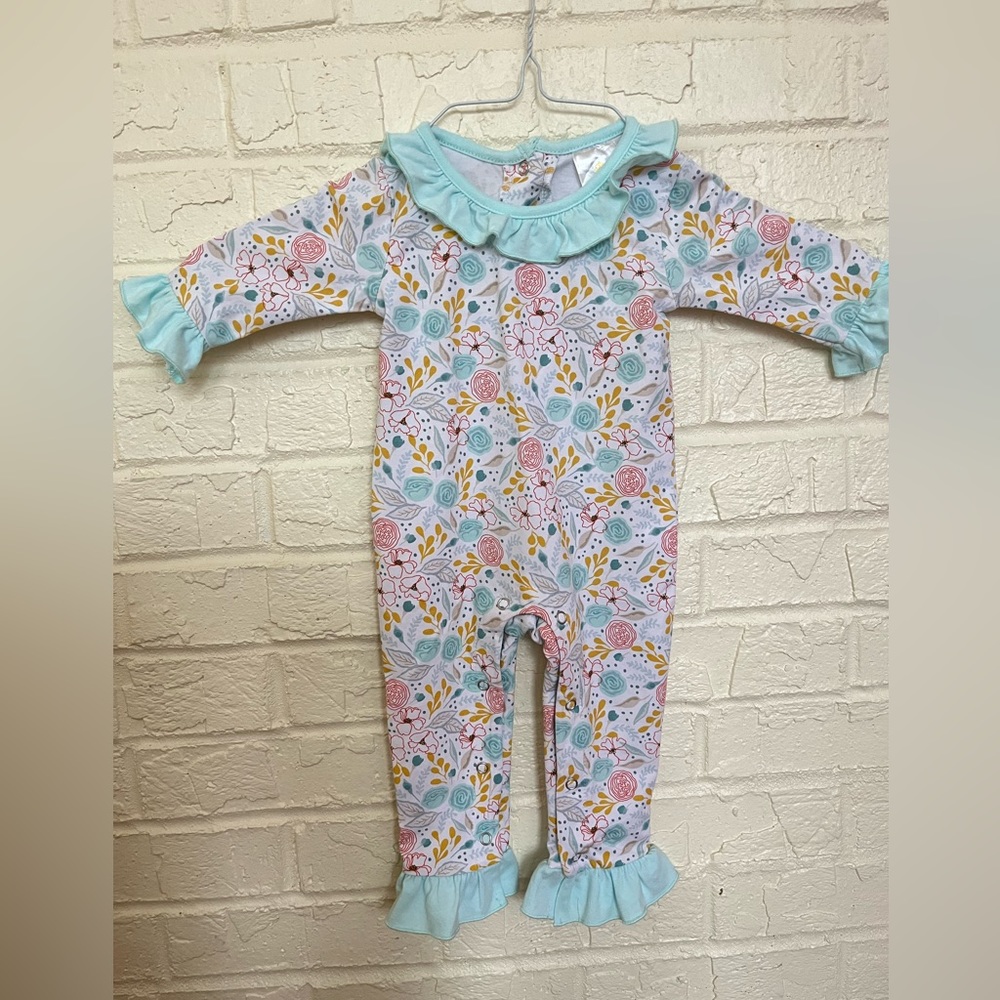 3m Stitchy Fish Floral Romper NWOT